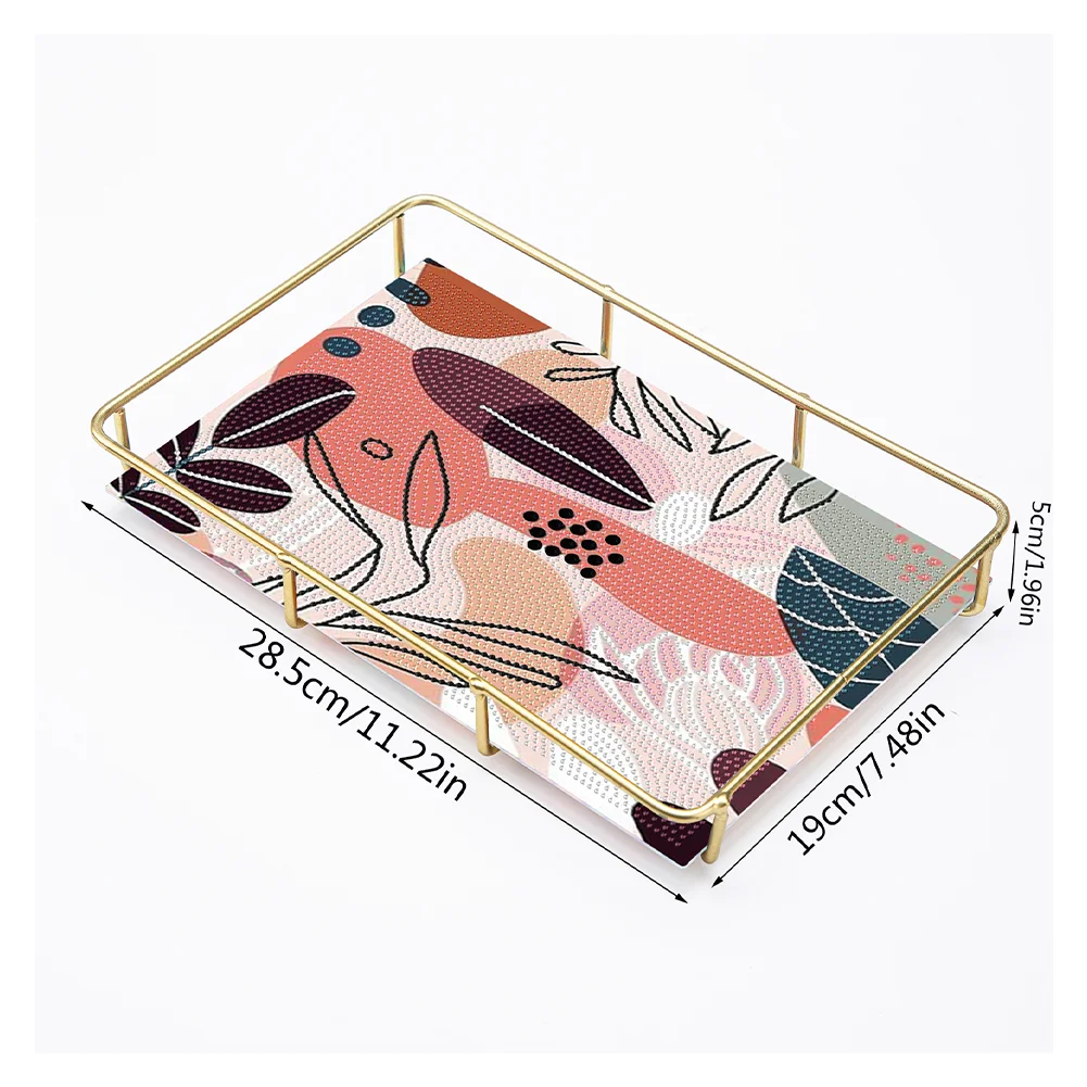 DIY Leaf Pattern Acrylic Special Shaped 5D Diamond Painting Tray Art Craft Decor(28*19*5cm)