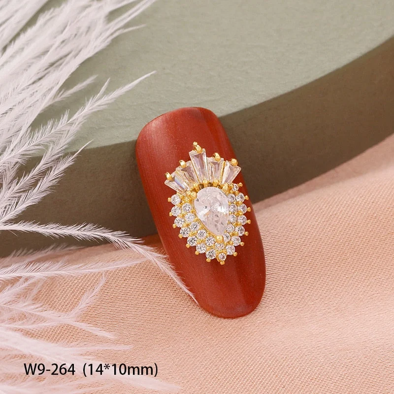 2pcs 2021 New 3D Metal Zircon Nail Art Jewelry Top Zircon Crystal Manicure Zircon Diamond Pendant Japanese Nail Decoration