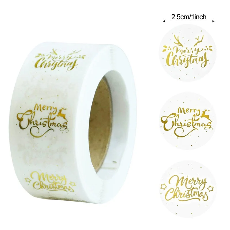 500pcs Merry Christmas Stickers Christmas Tree Elk Candy Bag Sealing Sticker Christmas Gifts Box Labels Decorations New Year