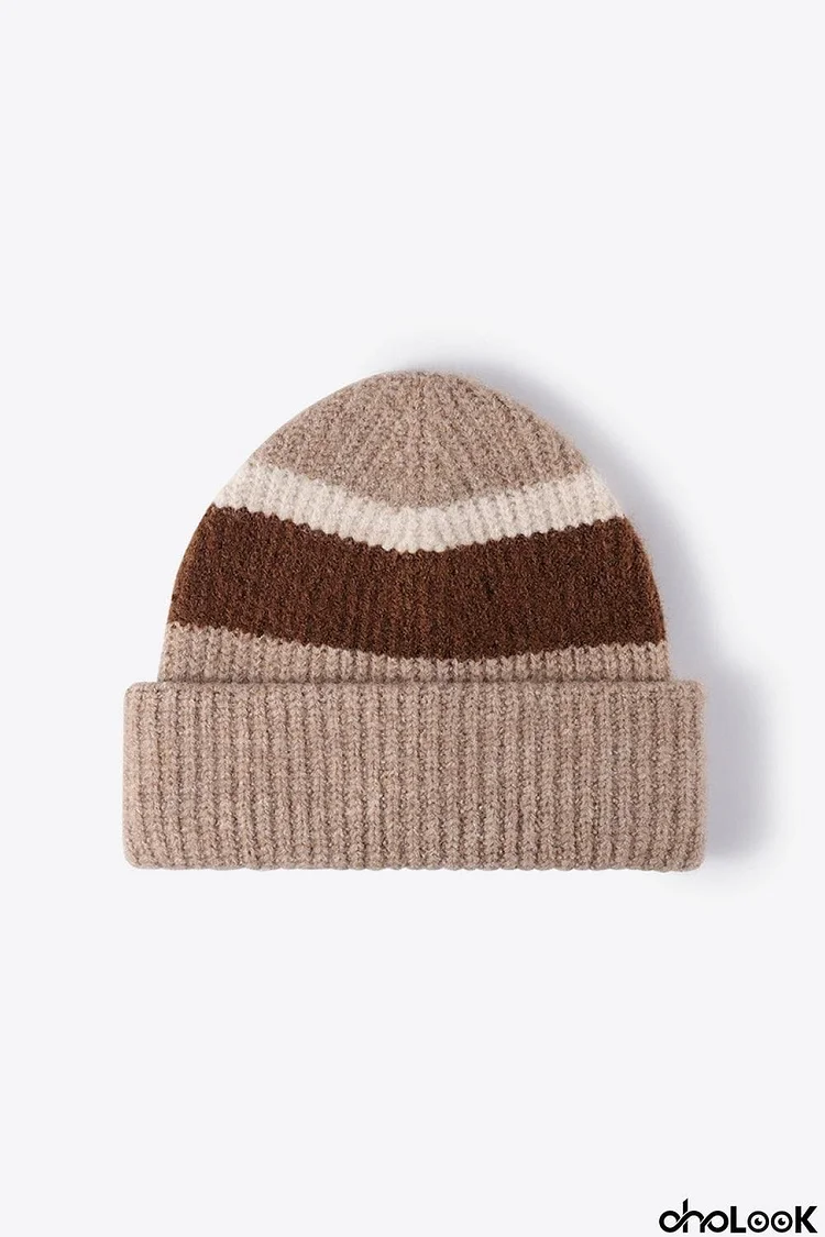 Tricolor Cuffed Knit Beanie