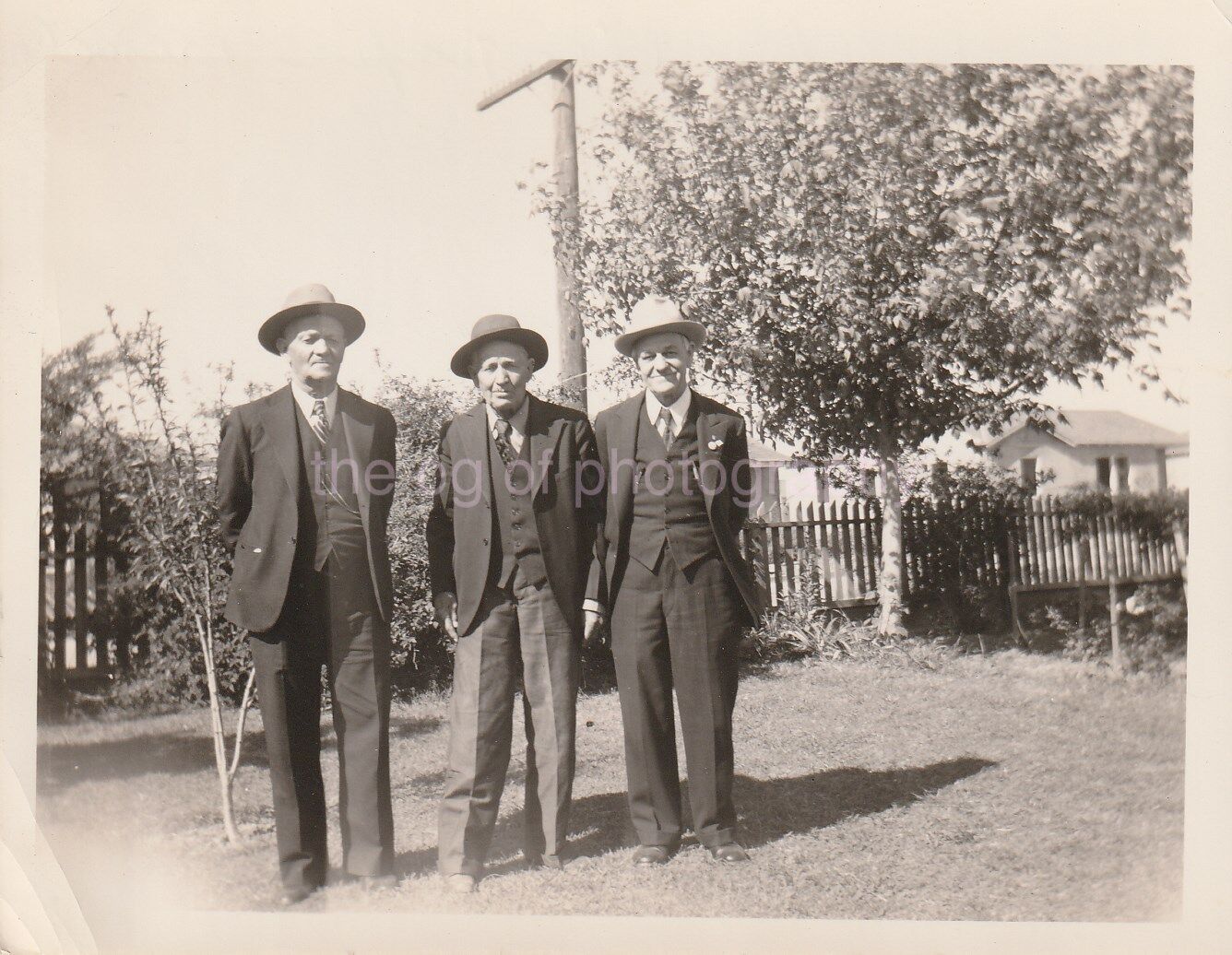 3 OLD GUYS Men FOUND Photo Poster painting Original BLACK + WHITE SnapshotD 86 6