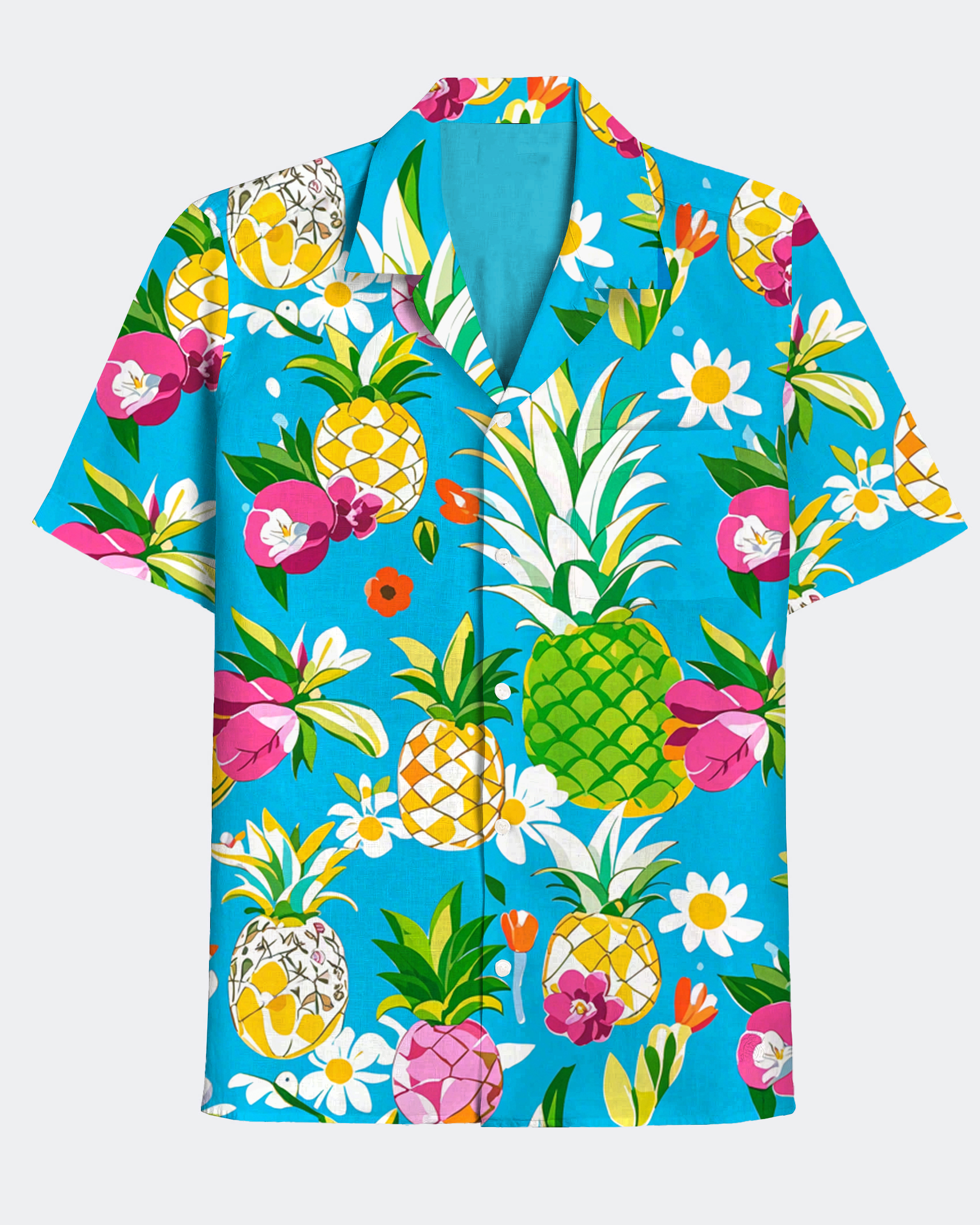 Men's Hawaii Pineapple Print Short Sleeve Shirt