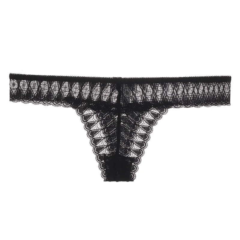 Meet'r Sexy Panties Women Lace Low-waist Briefs Female Breathable Underwear Black Transparent G String T-back Thong Lingerie