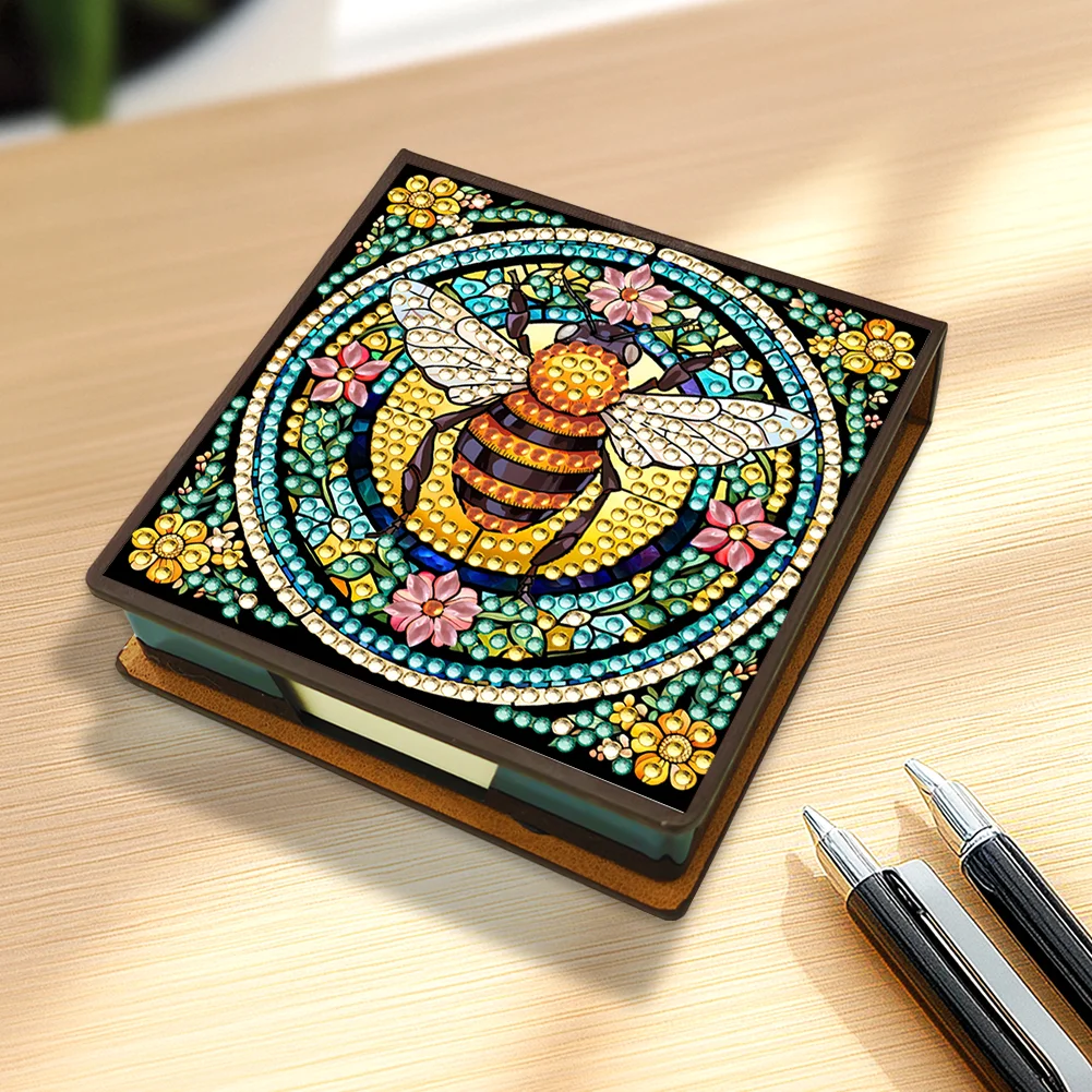 Bee PU Diamond Painting Memo Pad Holder Mosaic Kit for Adults Beginners
