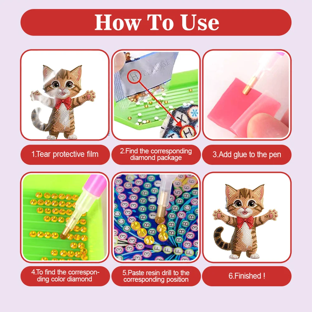 Xmas Acrylic Shaking Head 5D DIY Diamond Art Tabletop Decorations for Home (Cat)