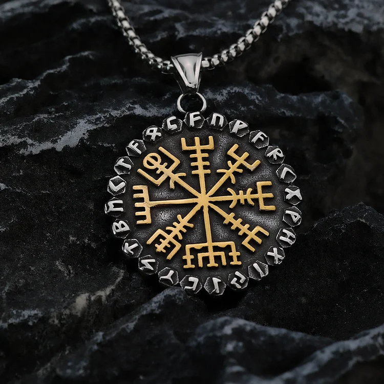 Coutureaura Classic Odin Viking Compass Rune Necklace