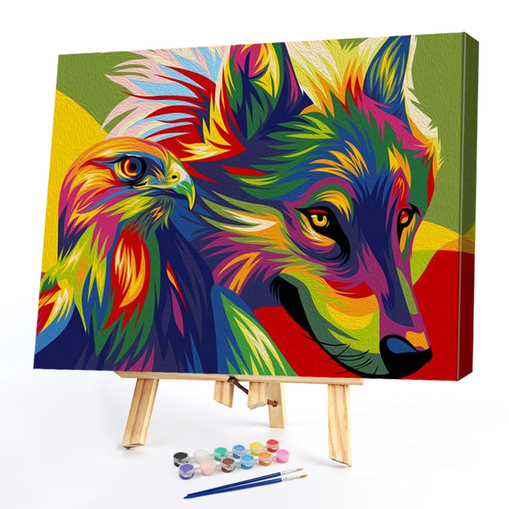 

40*30CM Paint By Numbers-Wolf and Eagle, 501 Original