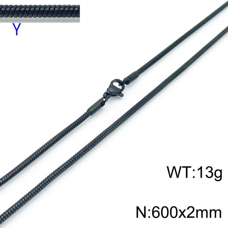 Jewelry Classic Style Solid Color Titanium Steel 18K Gold Plated Chain Necklace