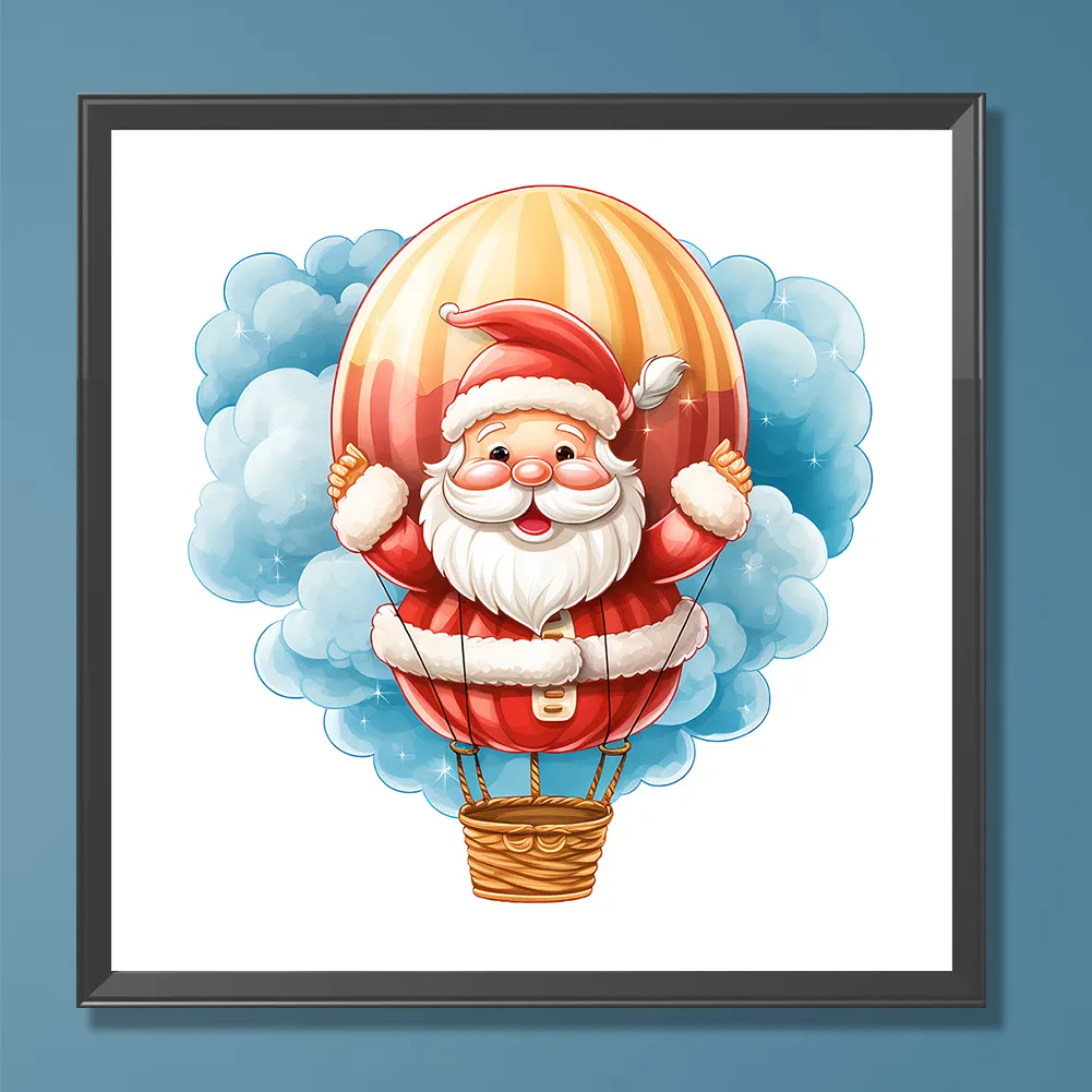 Full Round Diamond Painting 30*30cm - Hot Air Balloon Santa Claus