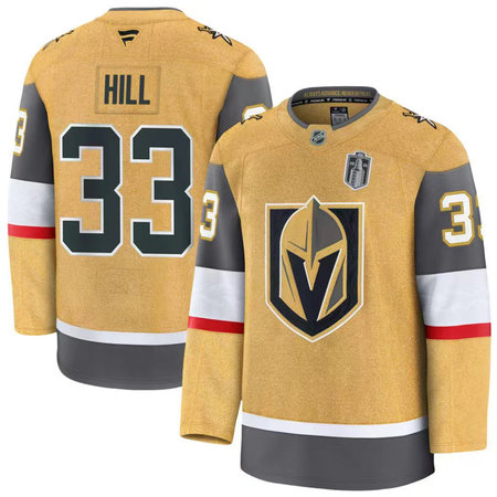 Men's Vegas Golden Knights #33 Adin Hill  Gold 2026 Stanley Cup Final Premium Jersey