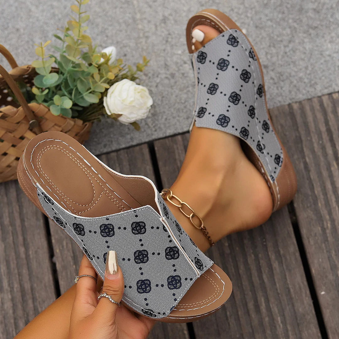 Tanguoant Tanguoant Size Slippers Female 2024 Summer New Splicing One-Word Fashion Outside Wear Thick Bottom Sandals