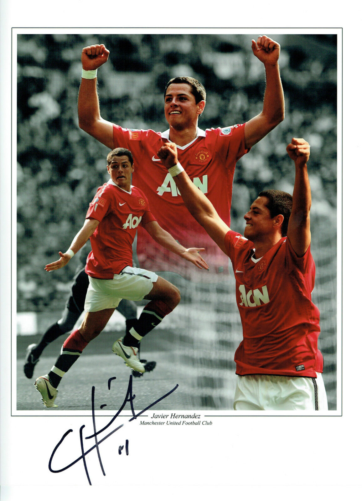 Chicharito Javier HERNANDEZ Signed Autograph 16x12 Montage RARE Photo Poster painting AFTAL COA