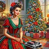 (US Local)4pack Xmas Lady-Crystal Rhinestone Diamond Painting(30x30cm)