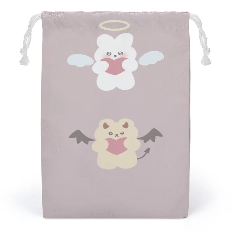 Drawstring Storage Bag Double Angel And Demon Bear  customized, personalized, gift