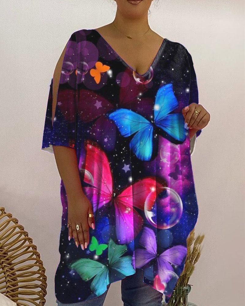 V-Neck Casual Print Women's Top