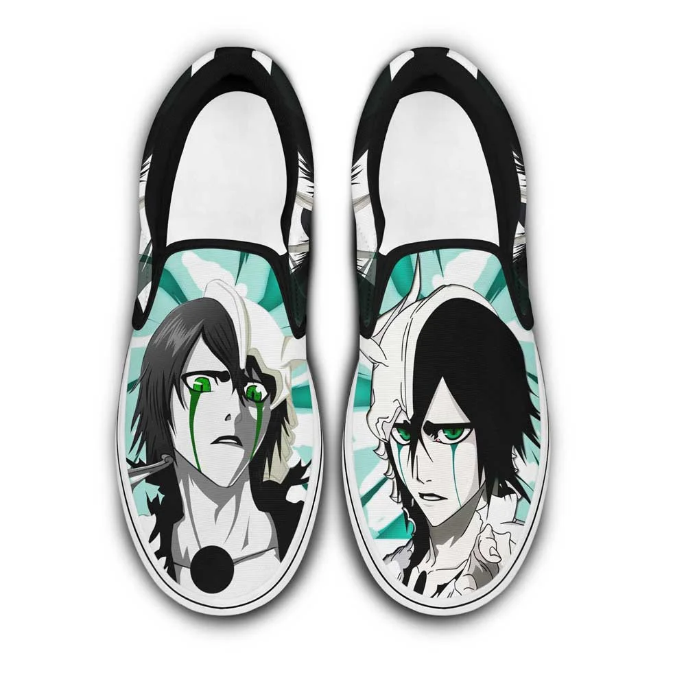 Kingofallstore - Ulquiorra Schiffer Slip-On Shoes Canvas Custom Anime Bleach Shoes