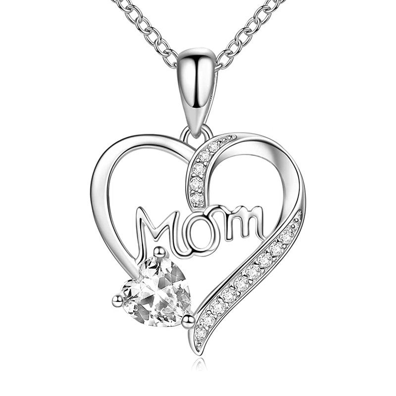 Minimalist Shiny Letter Heart Shape Copper Inlay Zircon Pendant Necklace