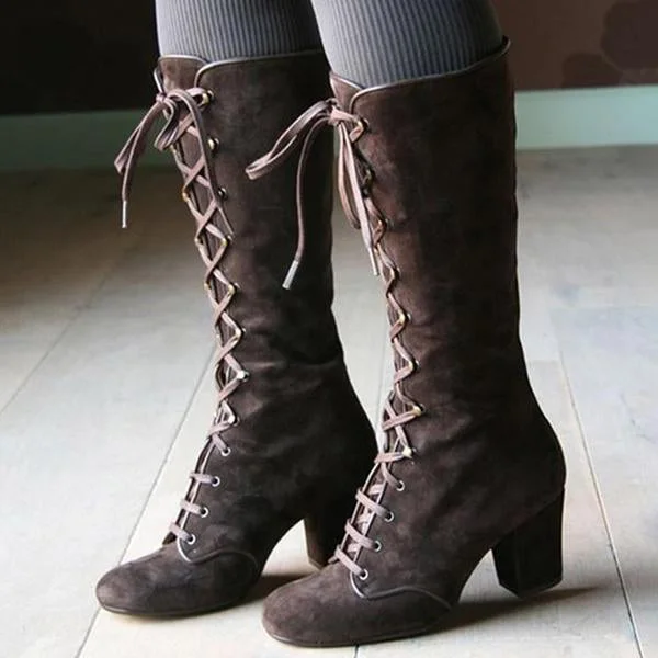 Women Autumn/Winter Elegant Retro Chunky Heel Boots