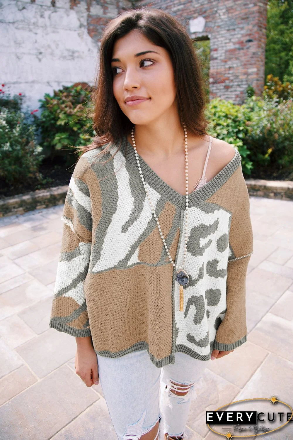 Leopard Animal Color Blocking Sweater