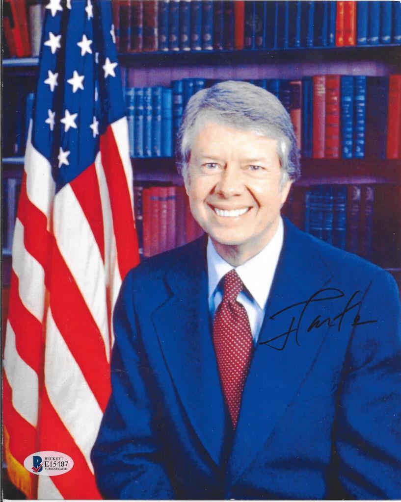 PRESIDENT JIMMY CARTER SIGNED 8X10 STUDIO PICTURE BECKETT BAS COA