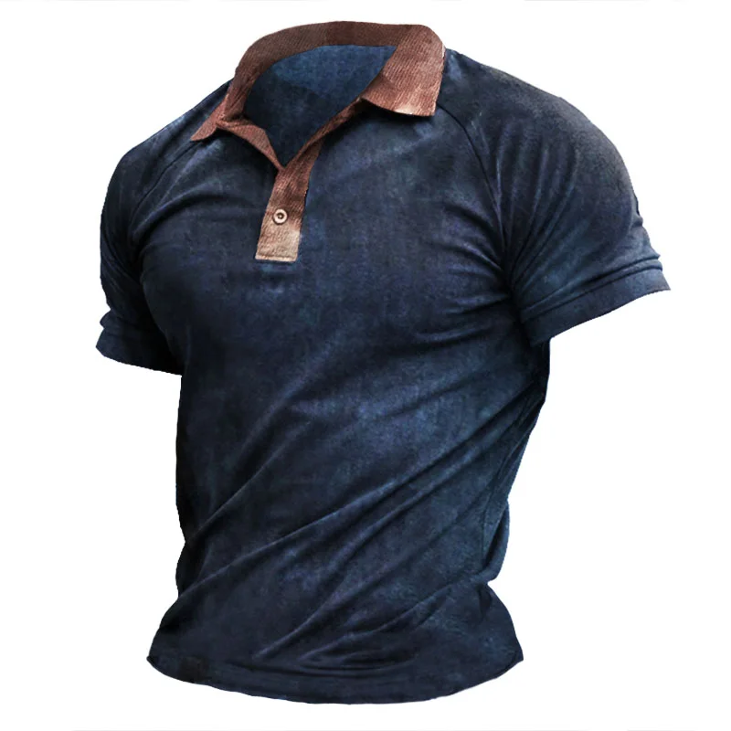 Men's Outdoor Tactical Vintage Print Henley Shirt