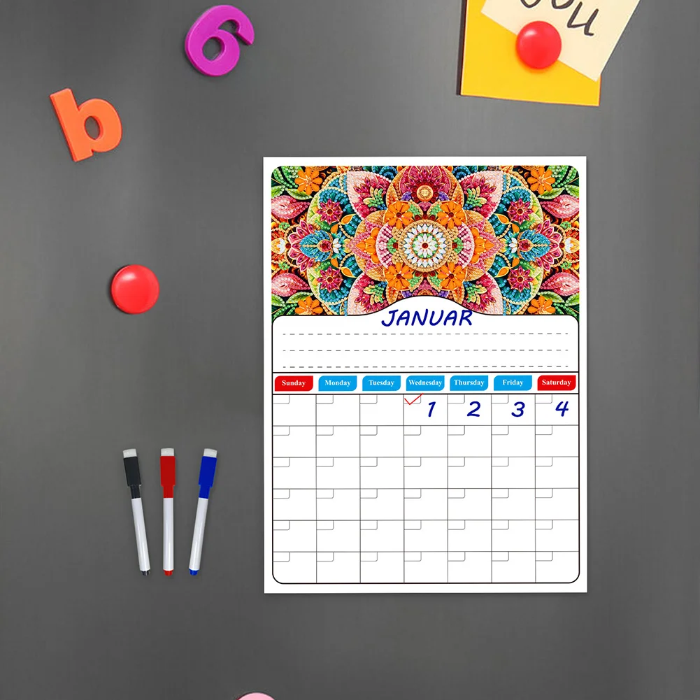 Flower DIY Diamond Painting Fridge Stickers Calendar for Fridge Whiteboard