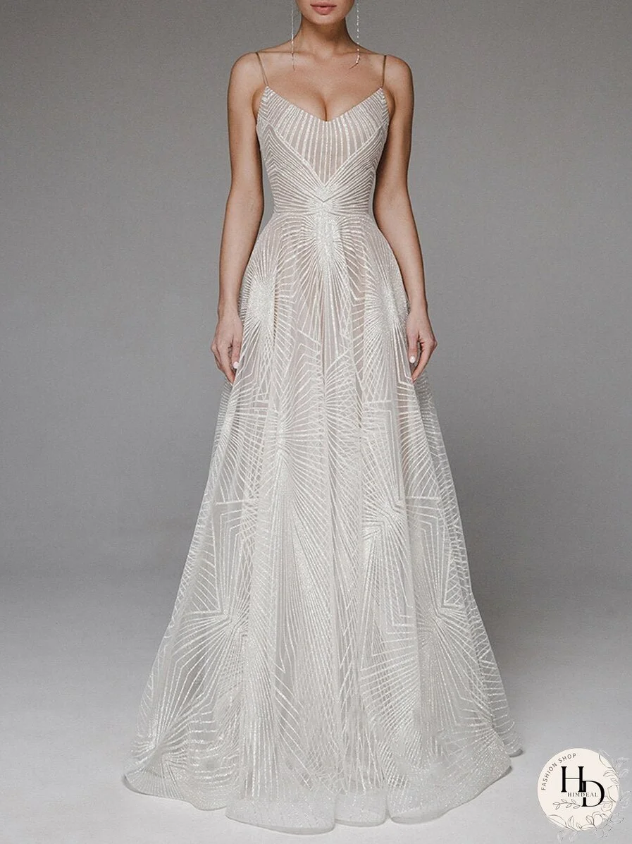 Elegant Sexy Sling Embroidered Evening Dress