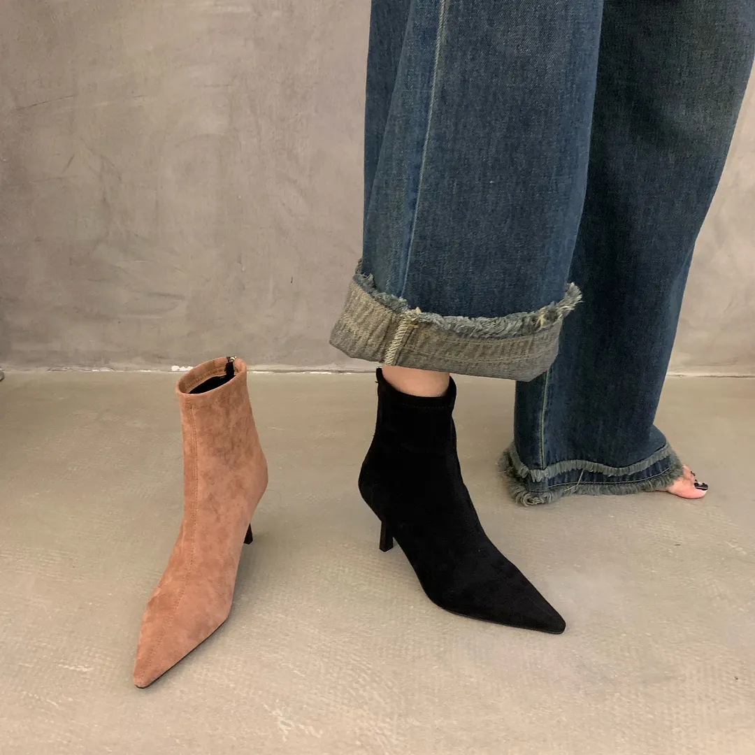 Churchf Churchf Women's Shoes 2023 New Autumn And Winter With Velvet Korean Small Ankle Boots