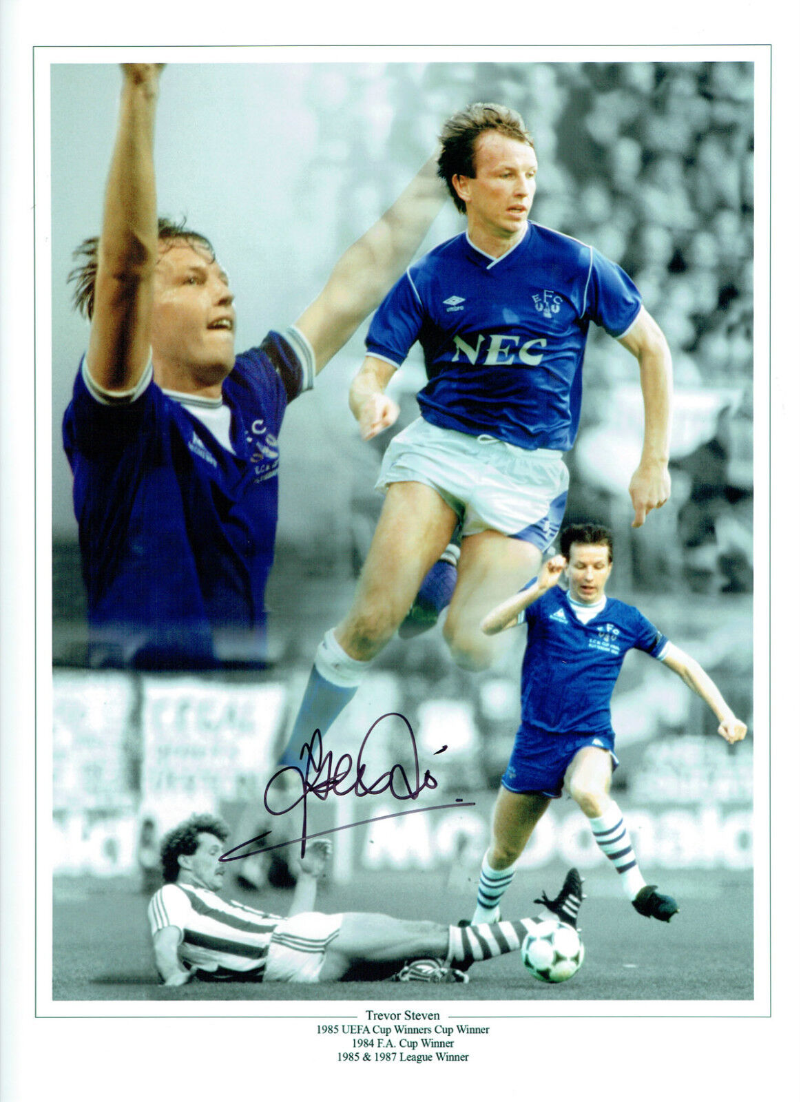 Trevor STEVEN Signed Autograph 16x12 EVERTON Montage Photo Poster painting AFTAL COA