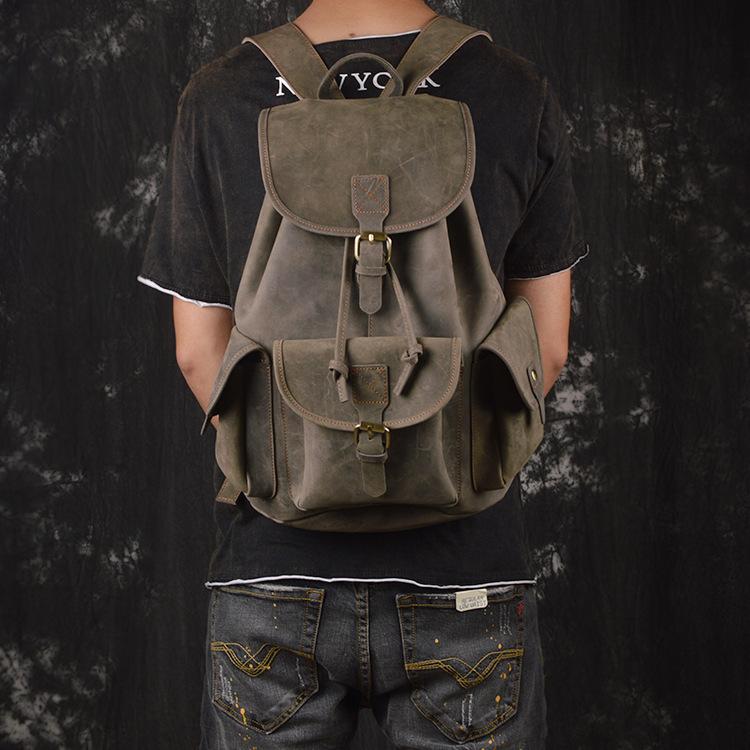 Men's Handmade Leather Travel Backpack