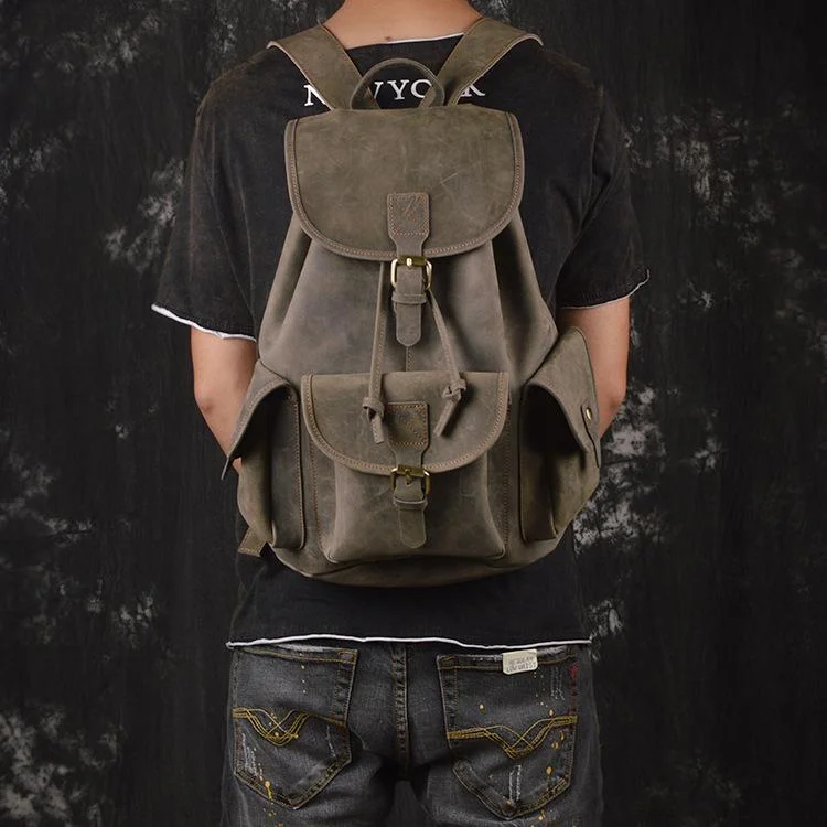 Men's Handmade Leather Travel Backpack