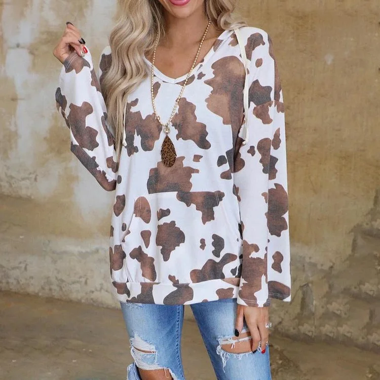 Camouflage Print Long Sleeve Loose Casual Sweatshirt-Mayoulove