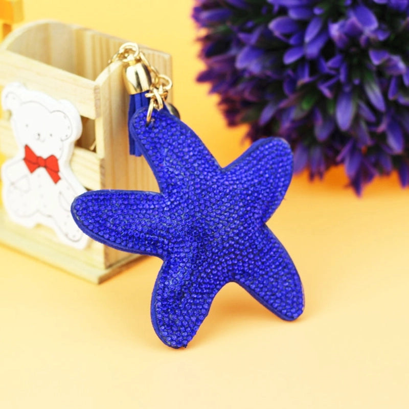 8 Pieces Glam Beach Starfish Flannel Diamond Women’S Keychain