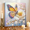 Framed Diamond Painting - Special Shaped - Butterfly and White Flower (25x25cm)