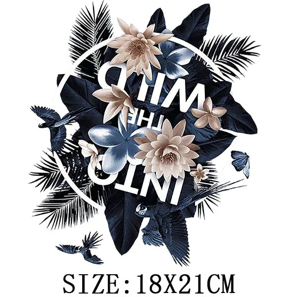 Beautiful Flowers Thermal Sticker On T-shirt DIY Washable Patches On Clothes Funny Design Iron On Transfer For Hoodies Bag Decor