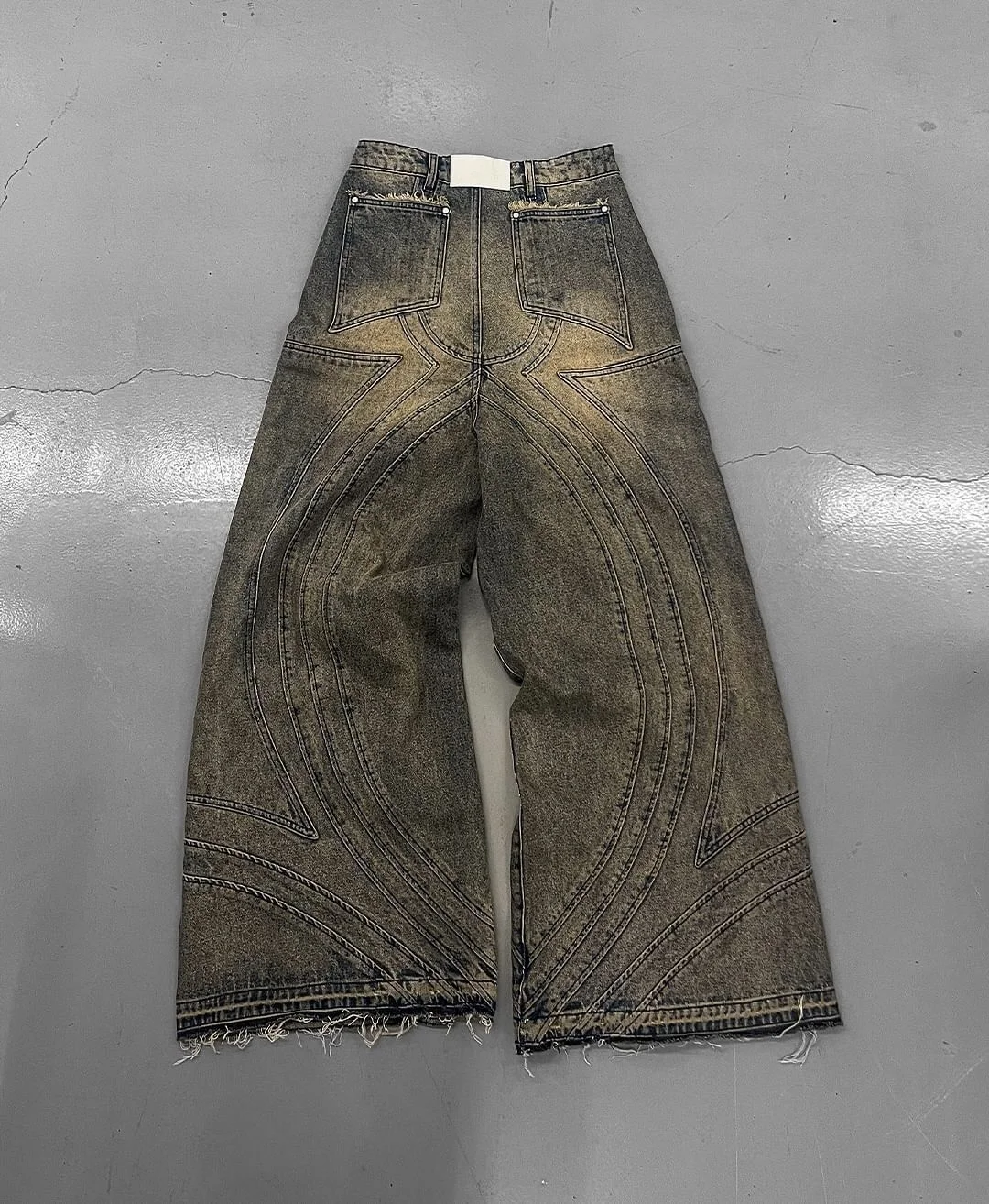 Aonga Oversized Stripes Retro Distressed Baggy Jeans Women High Waist Straight New Y2k Jeans Casual Gothic Men Denim Pants Streetwear aonga