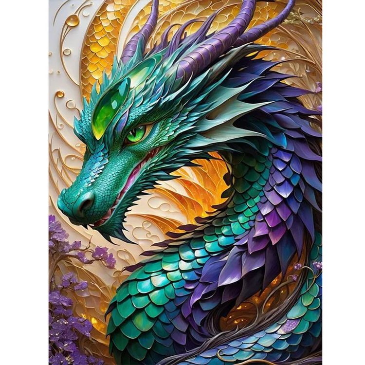 Full Round Diamond Painting - Purple Green Dragon 30*40CM