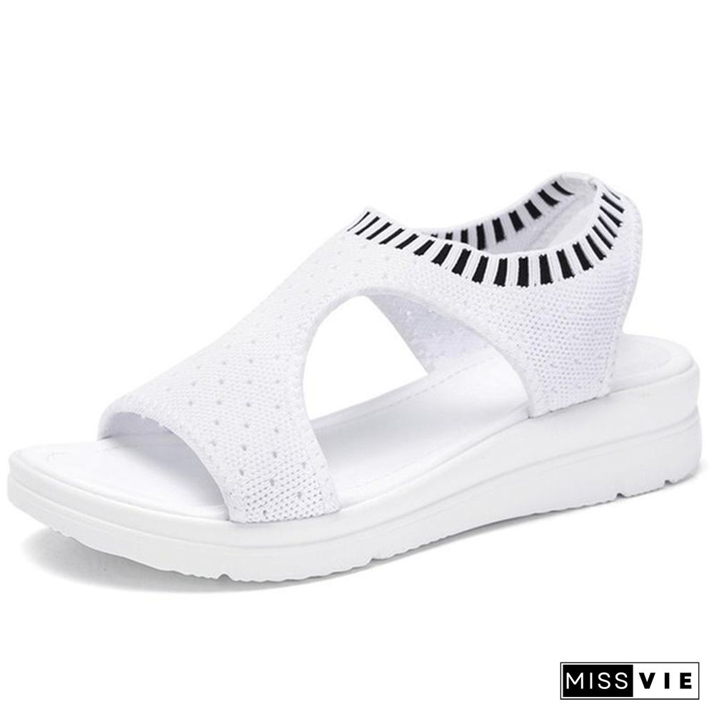 Size 35-45 Women Shoes Summer Elastic Band Platform Sandals Black Shoes Flat Casual Sandals Flip Flops