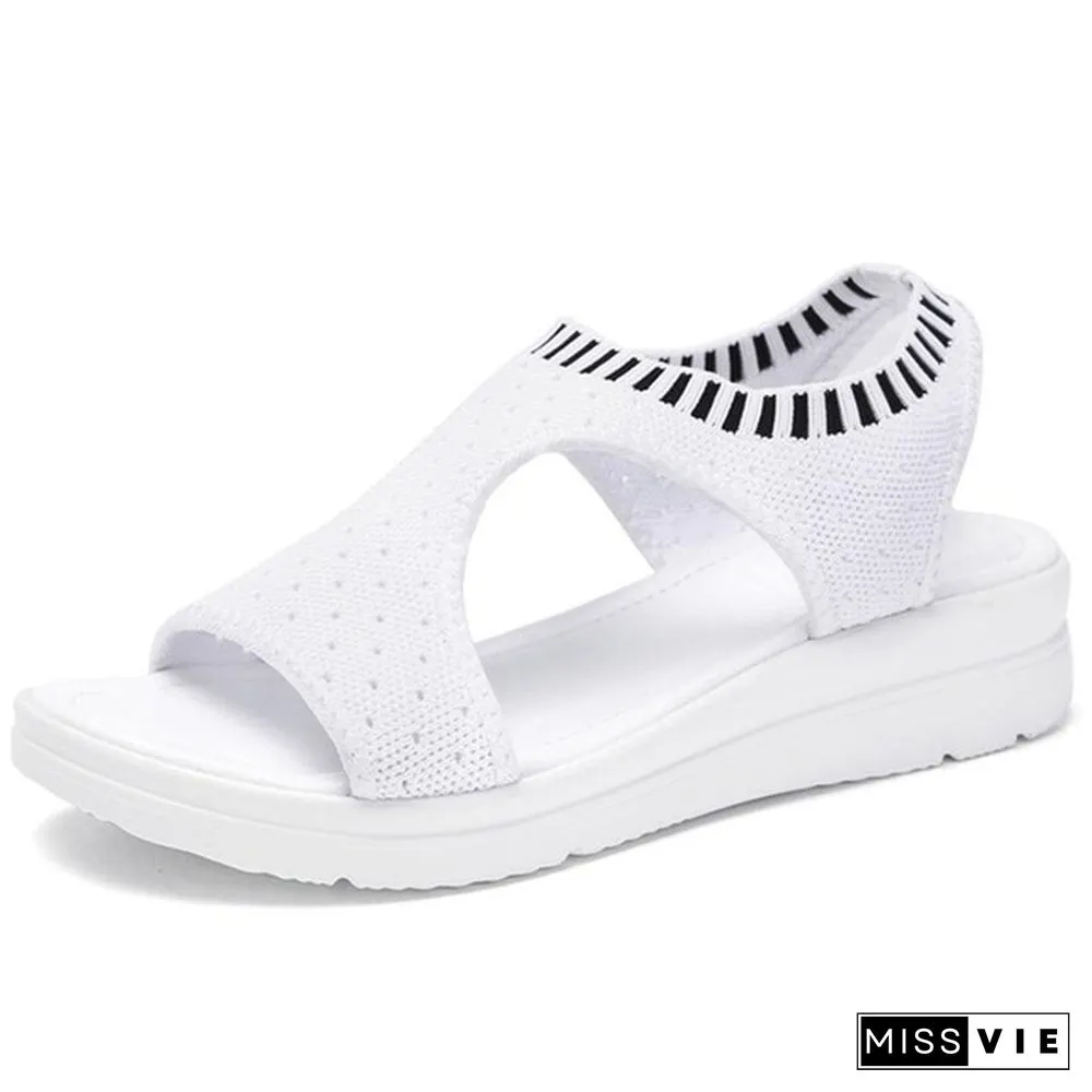 Size 35-45 Women Shoes Summer Elastic Band Platform Sandals Black Shoes Flat Casual Sandals Flip Flops