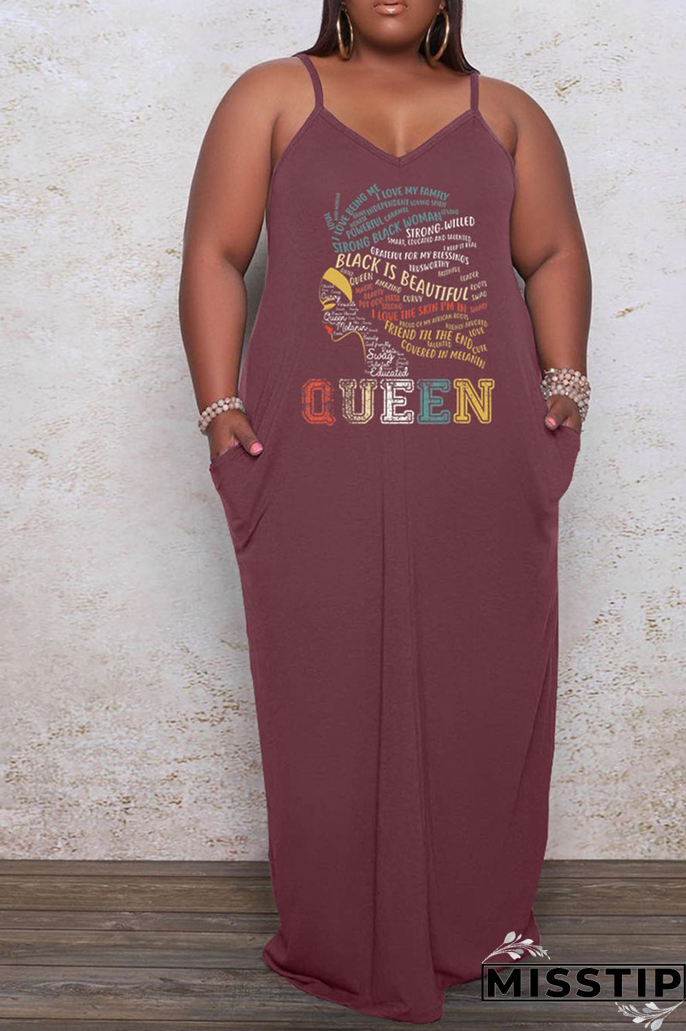 Black Casual Print Patchwork Spaghetti Strap Sling Dress Plus Size Dresses