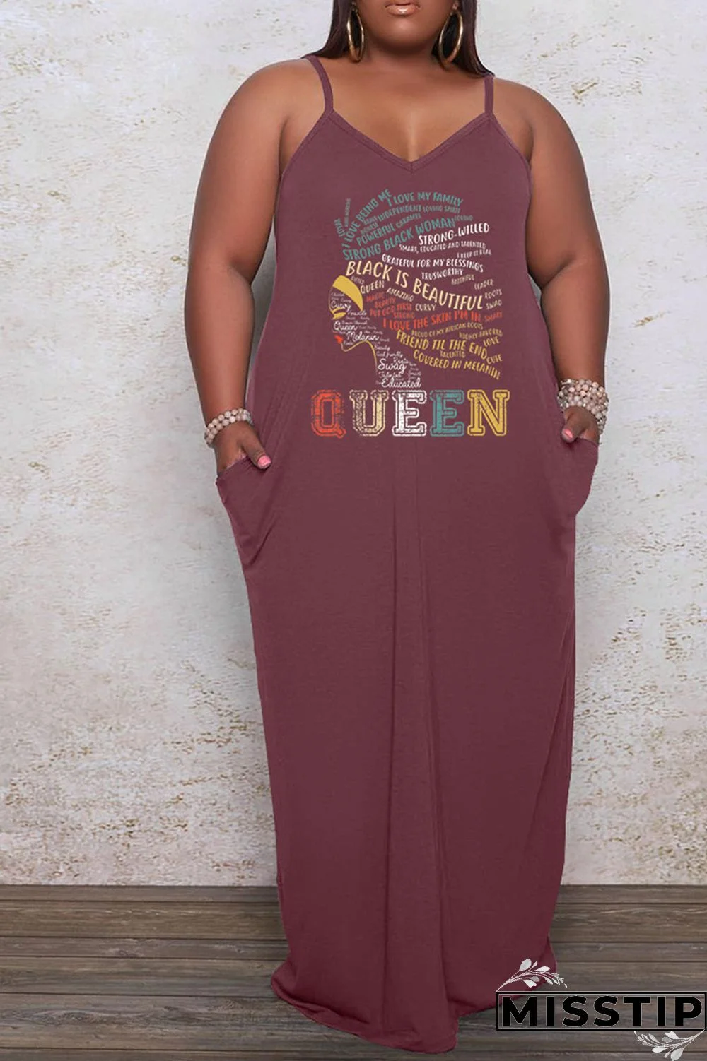 Black Casual Print Patchwork Spaghetti Strap Sling Dress Plus Size Dresses