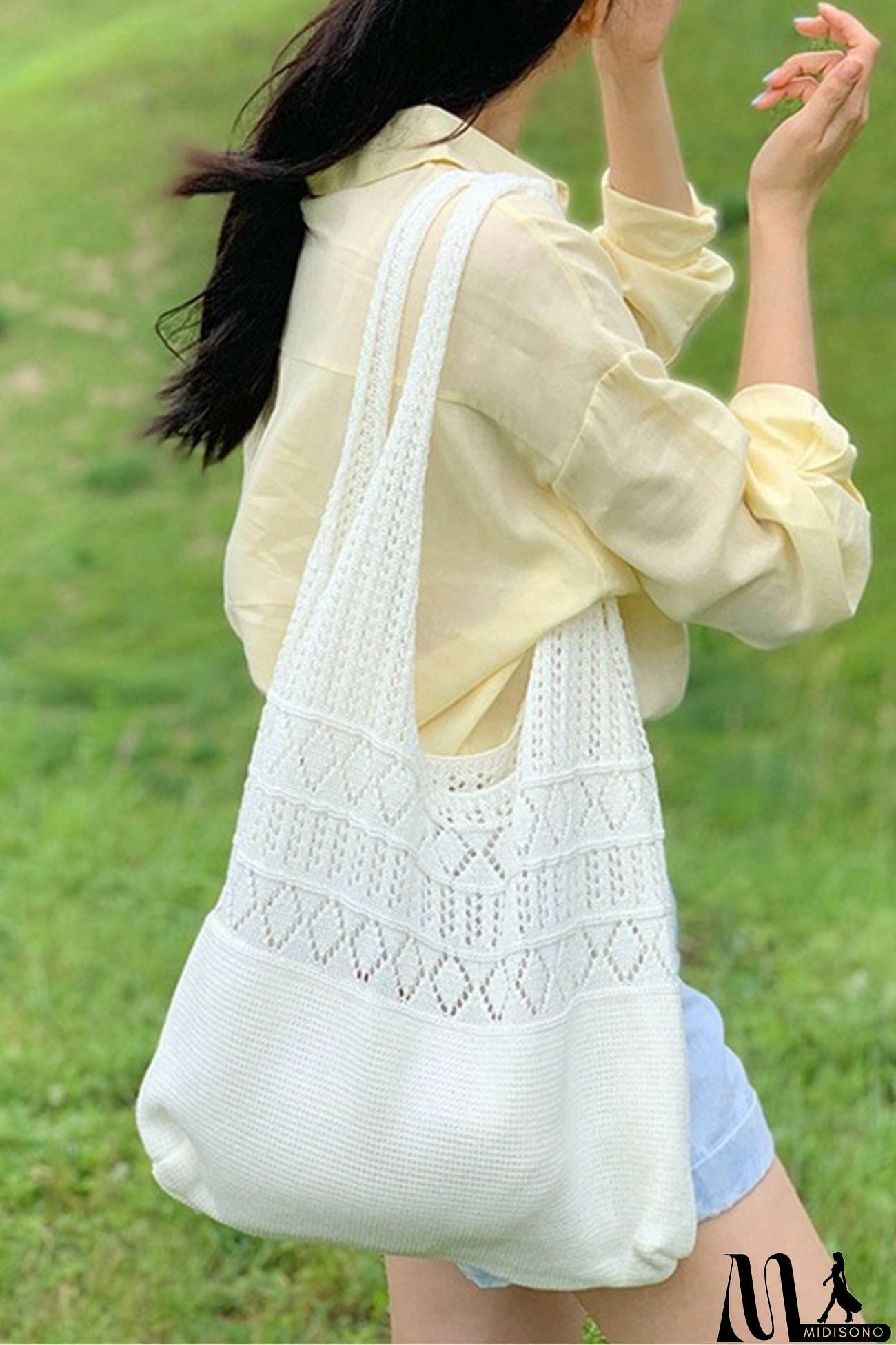 MidiSono - Hollow-out Crochet Knitted Tote Bag