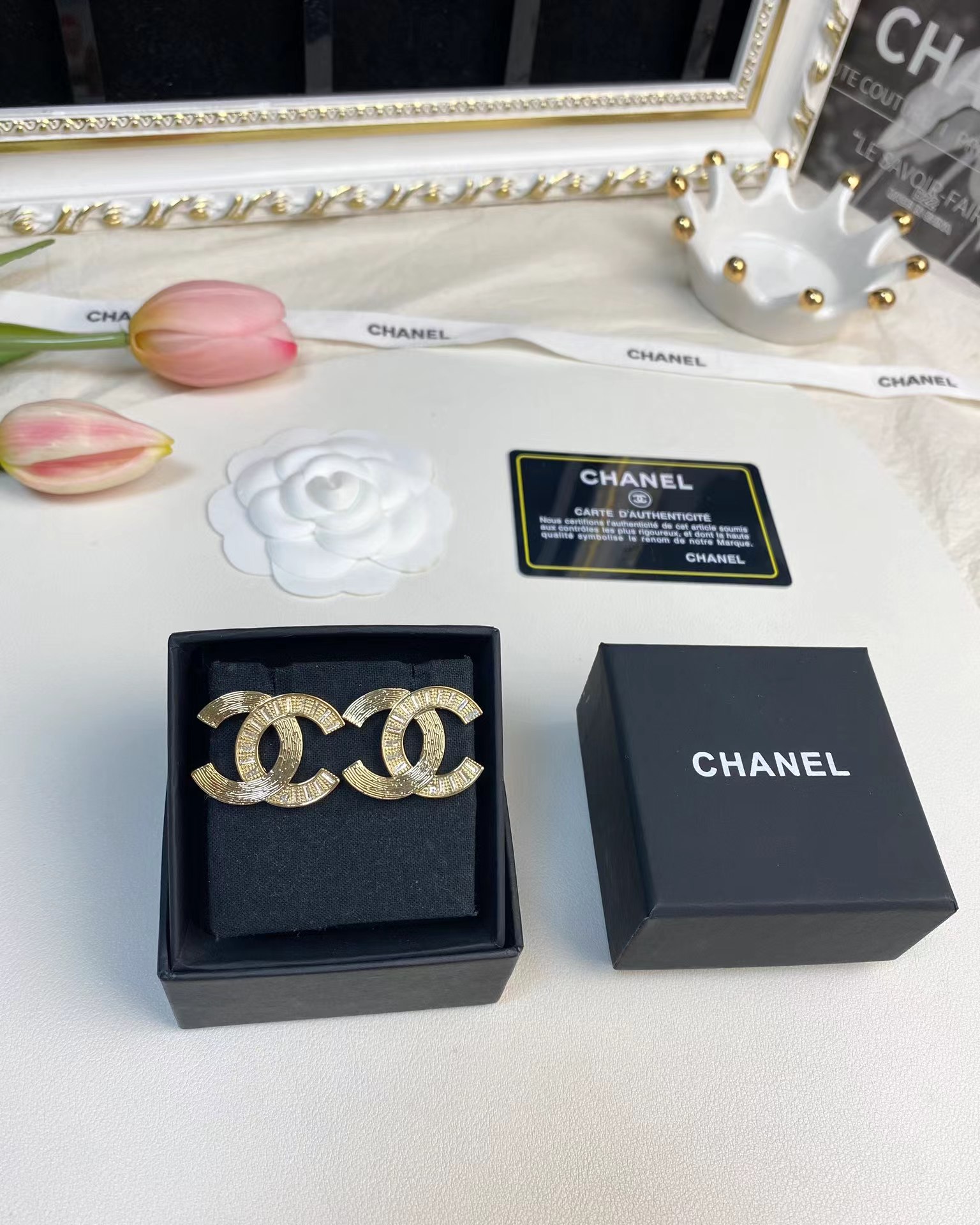 Buy replica Chanel Big Gold Double C Stud Earrings and replica jewelry from PICKS Jewelry