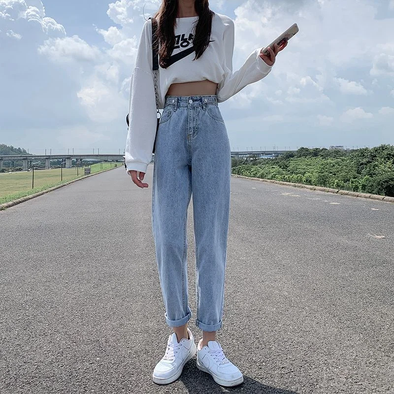 Toloer Toloer Jeans, Tall Waist, Loose, Straight Tube Fall 2024 New Dad Radish Pants-Outfit Ideas