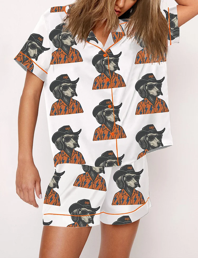 Women's Thunder Western Dachshund OKC Basketball Pajama Set