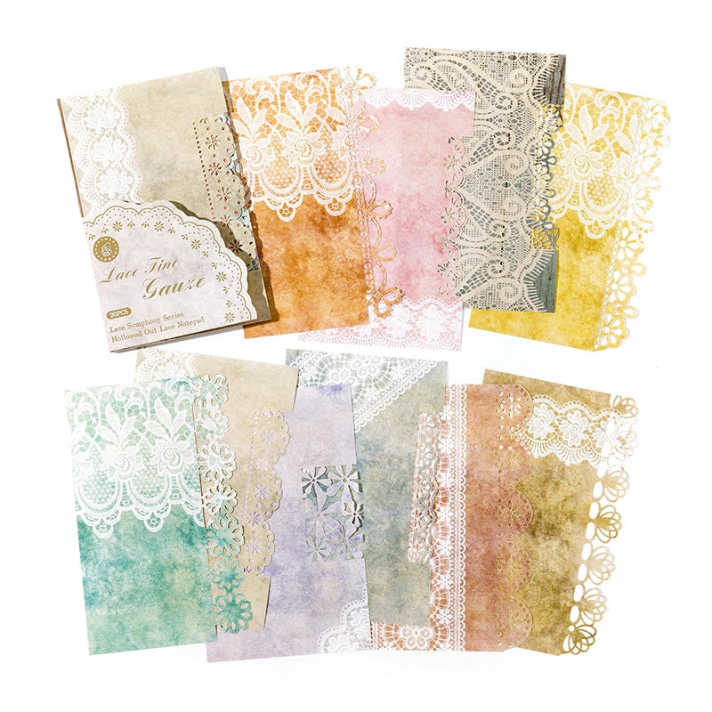 Mocard Notepad Lace Symphony Series Base Hollow Lace Journal Decorative Source Material 20 Pieces