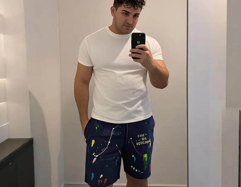 geometric printed gym shorts for big guys