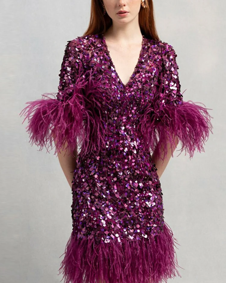 Inca Sequin Dress In Purple