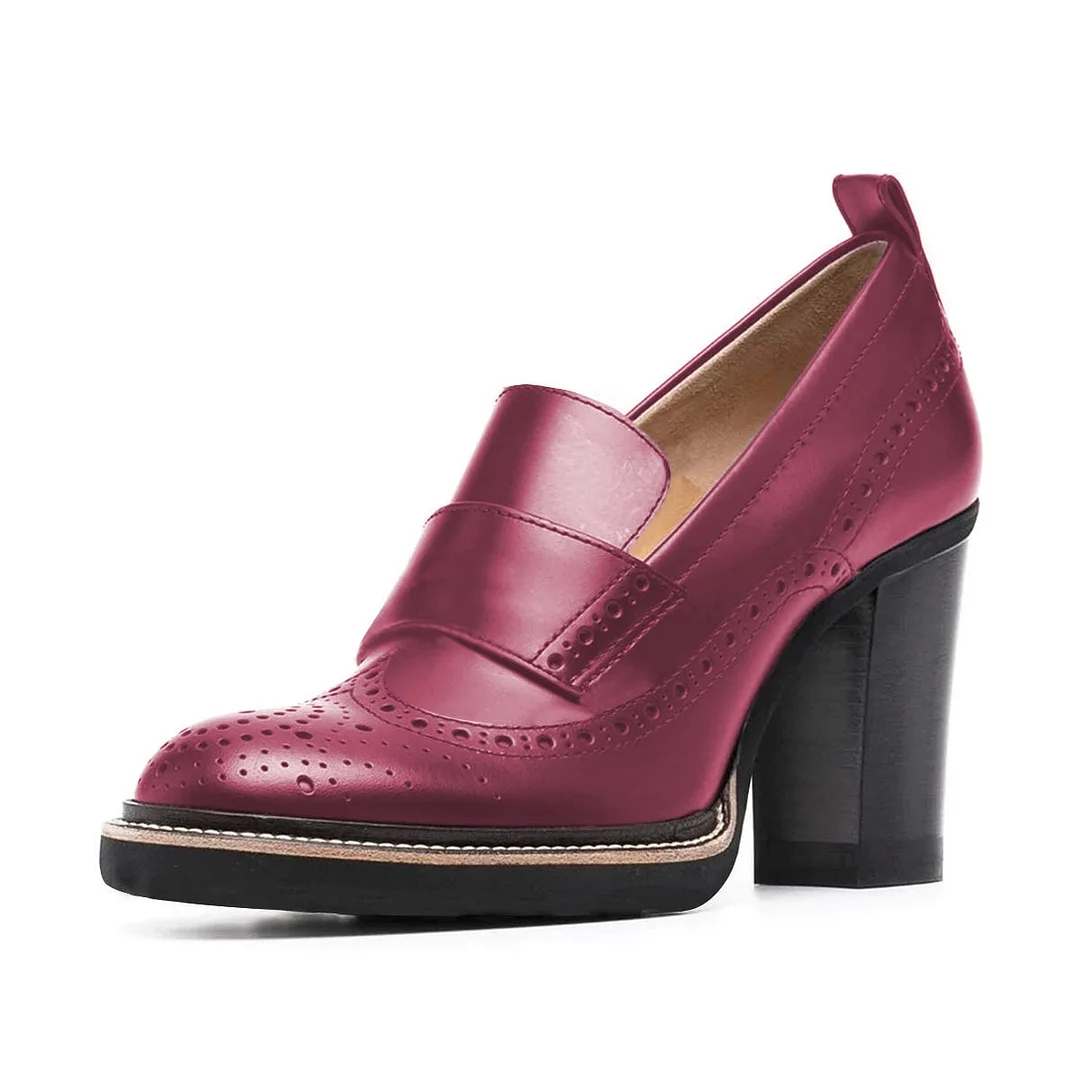 Chic Magenta Vegan Leather Perforated Detail Women's Loafers