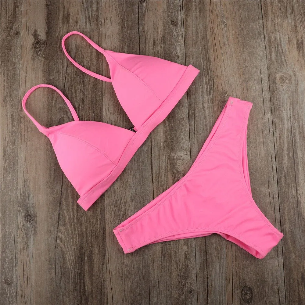 2020 Swimwear Women Sexy Push Up Unpadded Brazilian Bikini Set Women summer Bikini Set Swimsuit Triangle Swimwear Bathing Suit